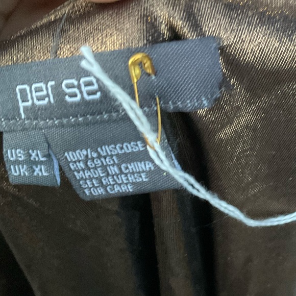 Perse liquid gold metallic drape tank with asymmetrical twist, NWT, Large - Picture 8 of 13